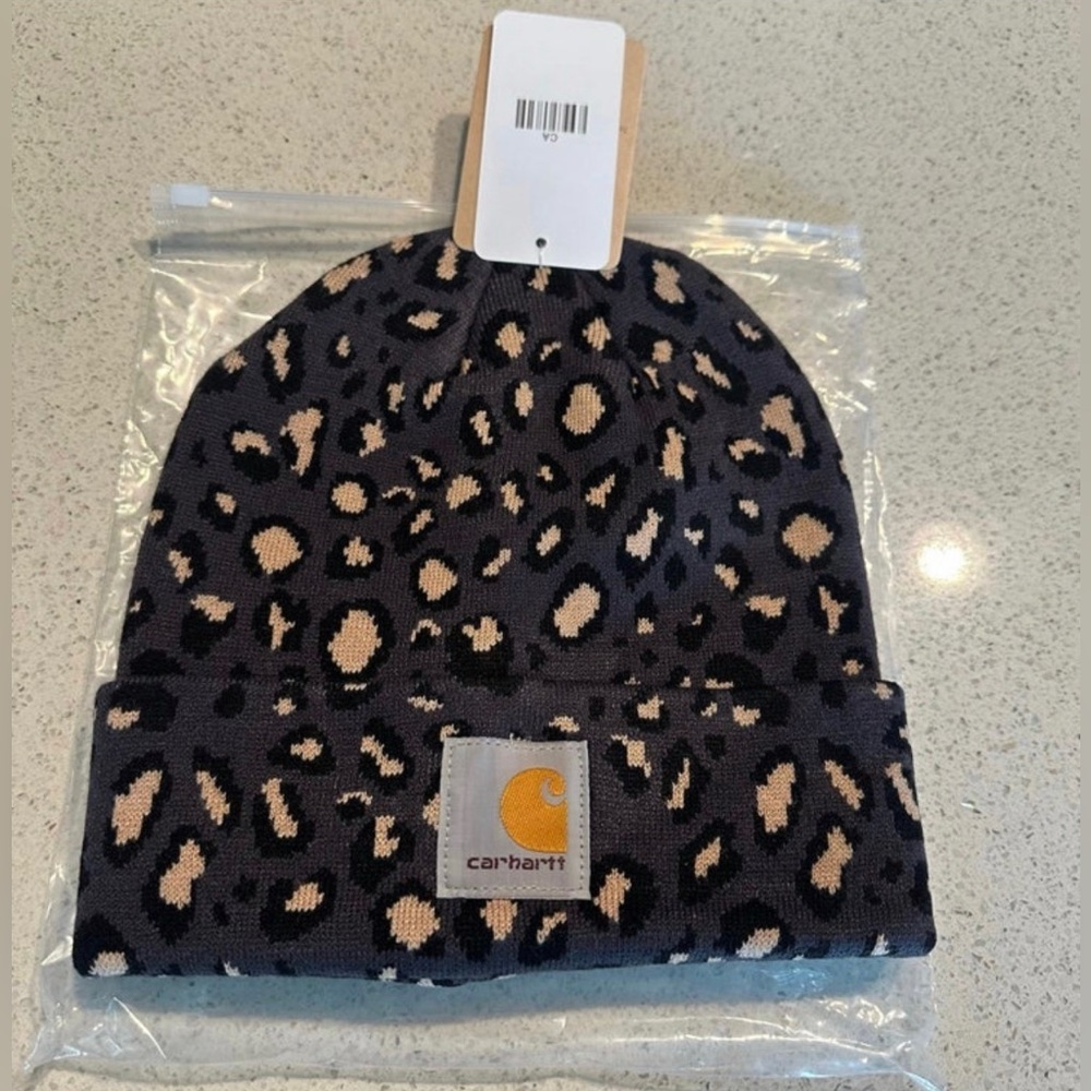Carhartt Black and Tan Leopard Beanie